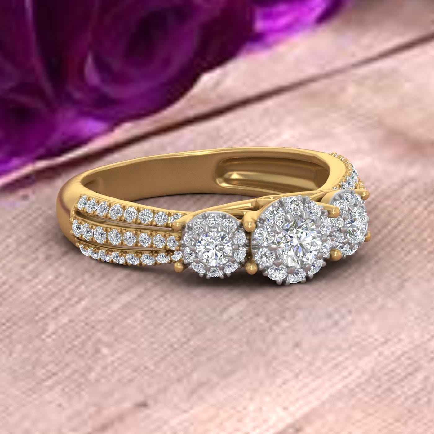 3/4 Carat 3-Stone Diamond Engagement Ring in 14K Solid Gold - IGI Certified
