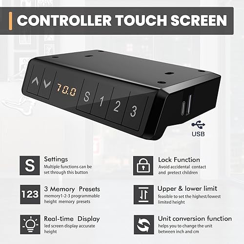 Miniatura 5 de Marco de escritorio eléctrico de doble motor, altura de oficina, patas de marco de escritorio resistentes, ergonómico de 3 etapas con panel de