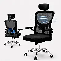 Cadeira de Escritório Ergonômica Premium NR17 Preta Giratória Reclinável 145 Graus com Suporte Lombar Encosto Mesh Respirável Cadeira Gamer Regulagem de Altura e Braços Suporta até 120kg