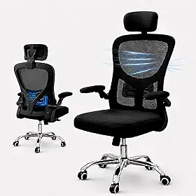 Cadeira de Escritório Ergonômica Premium NR17 Preta Giratória Reclinável 145 Graus com Suporte Lombar Encosto Mesh Respirável Cadeira Gamer Regulagem de Altura e Braços Suporta até 120kg
