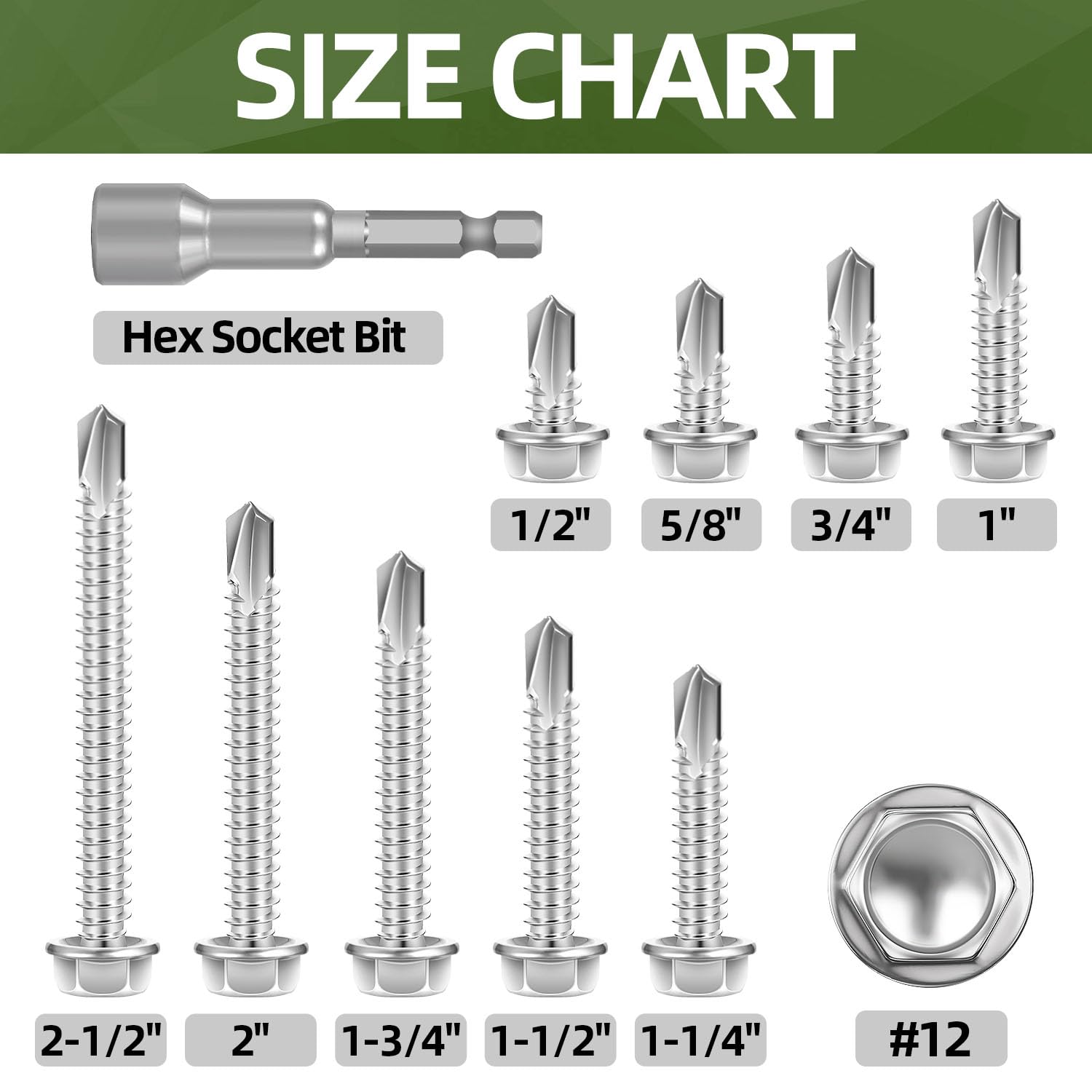 410 Stainless Steel Sheet Metal Screws - 150 PCS -3 410 Stainless Steel Sheet Metal Screws - 150 PCS -3