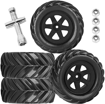 RC Wheels and Tires Set for 1/12 1/14 1/16 E-REVO RC 16208 16209 16210 Off Road Monster TruckTRX E-REVO Summit HPI SAVAGEGT-2XS REDCAT Volcano-16,Rc Tires with Foam Inserts,Black