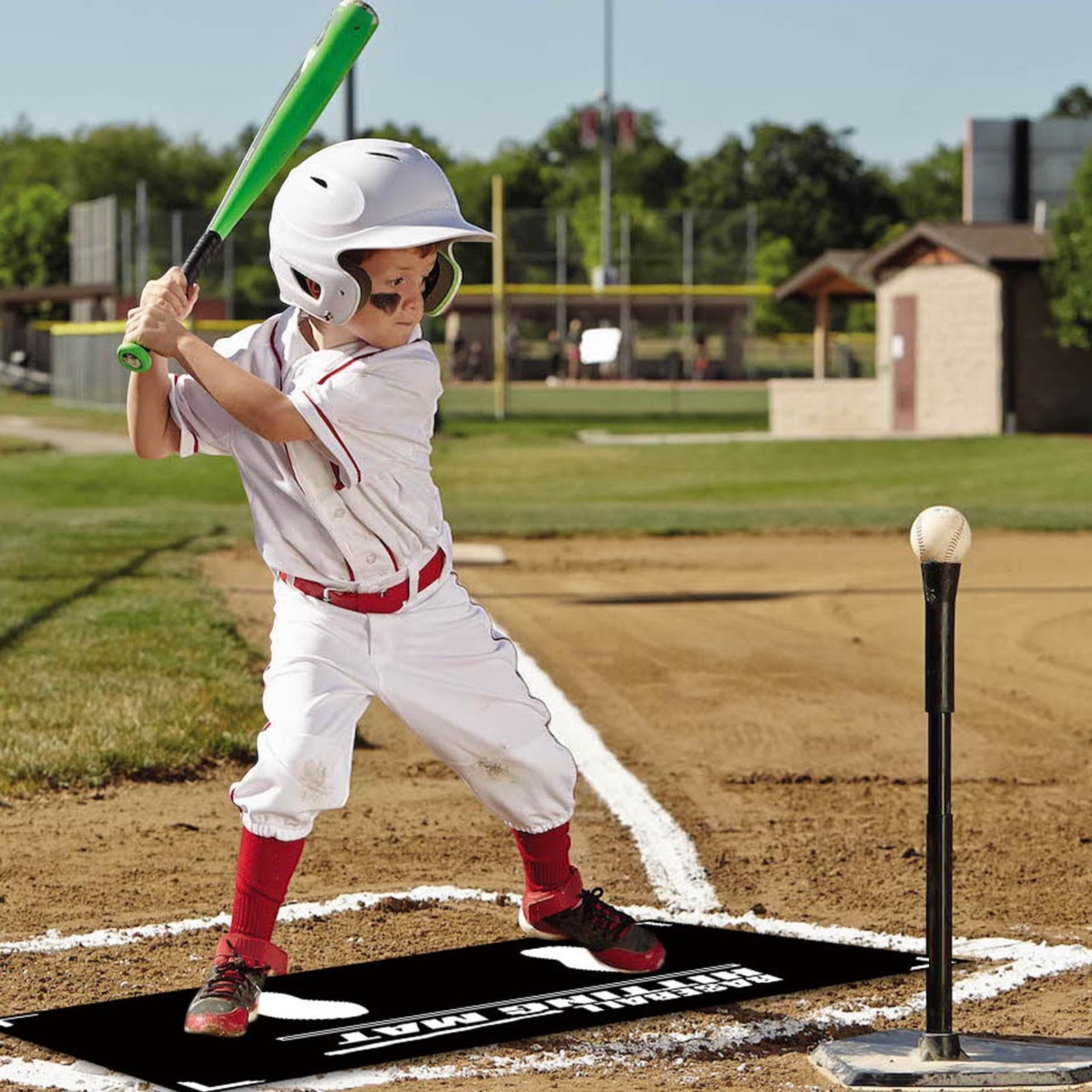 Tapis de Baseball - Tapis d'entraînement à la Frappe - Guide de la Zone de Frappe - Antidérapant - Exercice de pelouse - Durable - Aide à l'entraînement Portable - d'appui - Entraînement de