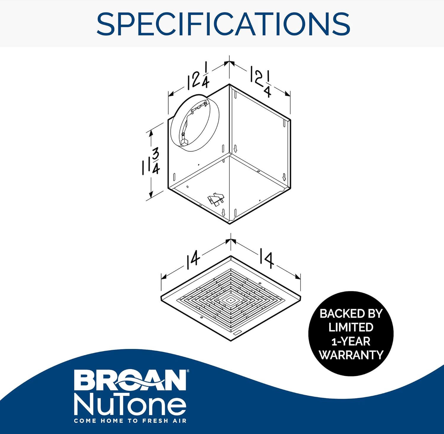 Crazy Deals Broan-NuTone L300 High Capacity Ventilator Fan, Commercial Exhaust Fan, 2.9 Sones, 120V, 308 CFM, White