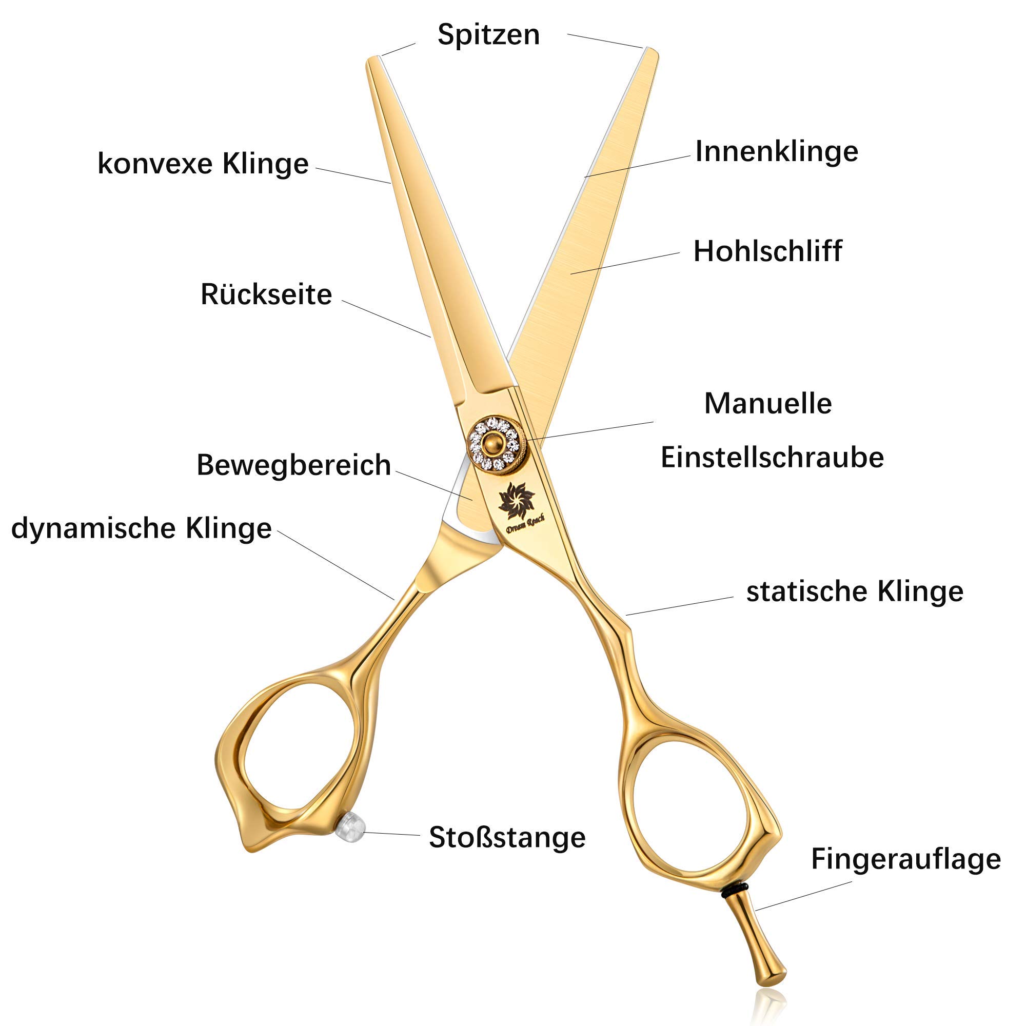 Dream Reach Haarschere 6 Zoll – Japanischer Edelstahl 440C, Vergoldet, Für Präzise Haarschnitte