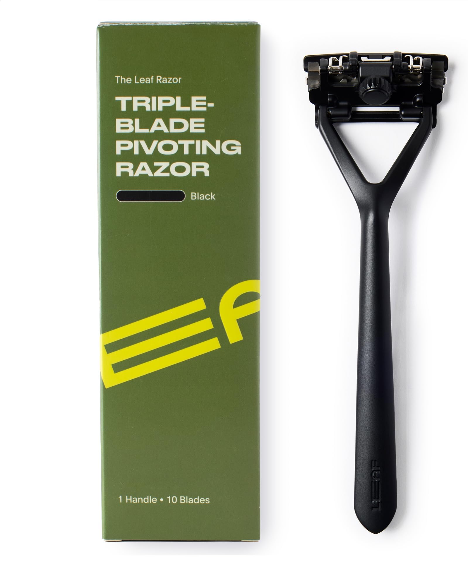 Leaf Razor, Black - Eco-Friendly Razor for Women & Men, Multi-Blade, Pivoting Head Razor with Stainless Steel Blades; Recommended for Body Shaving and Head Shaving