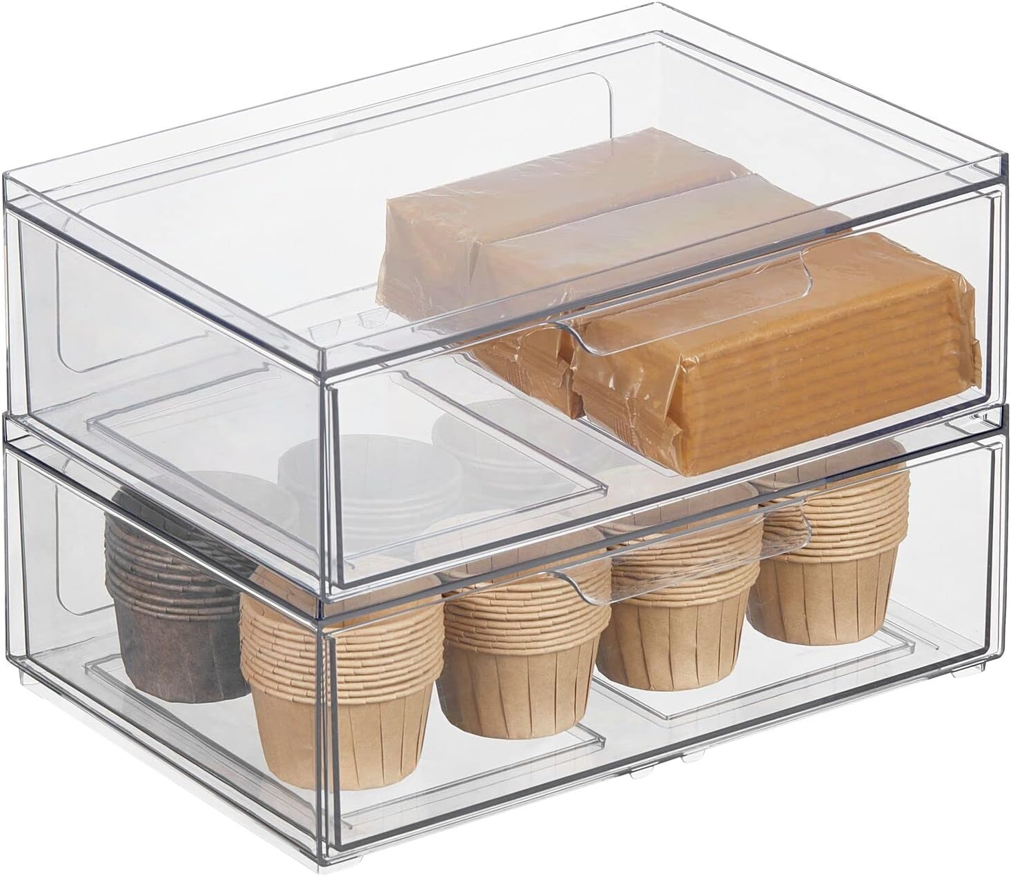 MDesign Schuhbox Mit Schublade - 2 Durchsichtige Aufbewahrungsboxen Zum Stapeln Für Schuhe & Kleinkram