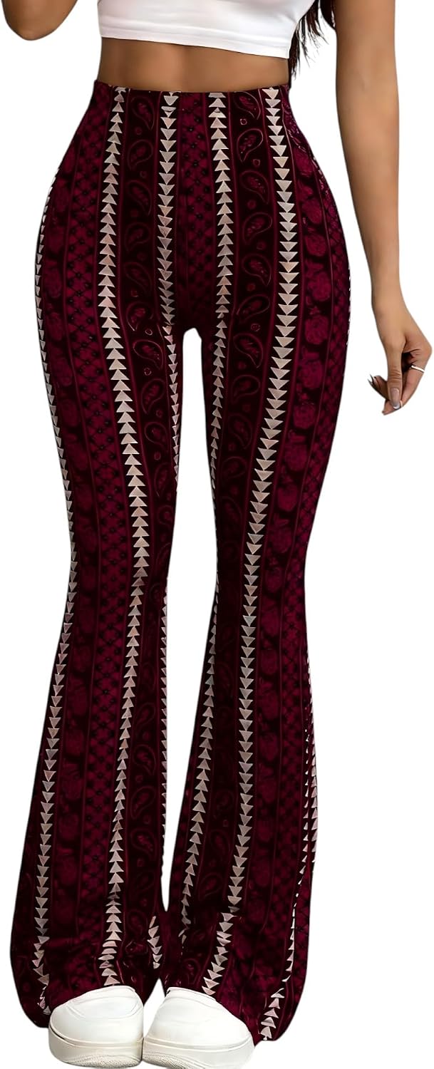 Women’s Flare Leggings High Waisted Bootcut Yoga Pants Tummy Control Seamless Flared Bell Bottom Workout Gym Pants