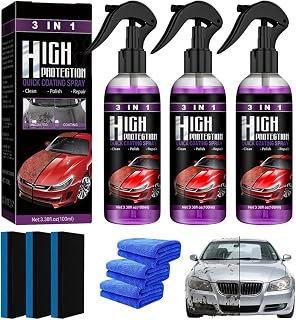 3 Pieces High Protection 3 in 1 Spray, 2025 New Car Nano Coating Spray for Gloss, 3-in-1 New Improved Fast Car Coating Spray, Coating Spray Car Paint, Polishing and Anti-Scratch