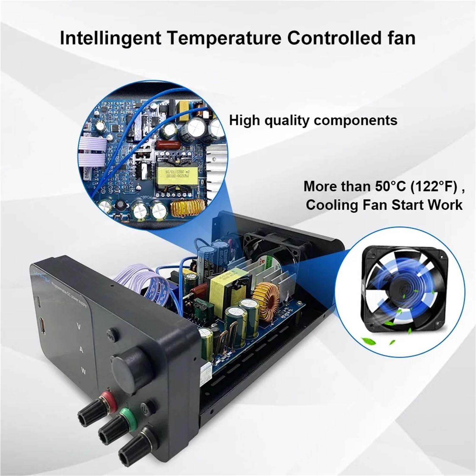 Fuente de banco, Fuente de alimentación CC ajustable, fuente banco laboratorio LED, con interruptor estabilizado, regulador voltaje(TPS605 60V 5A)