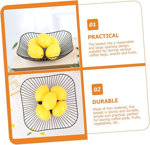 Miniatura 3 de Cesta de frutas de alambre para frutas, cuencos de dulces, cesta decorativa para aperitivos, cestas de almacenamiento de frutas, tazón de pan de