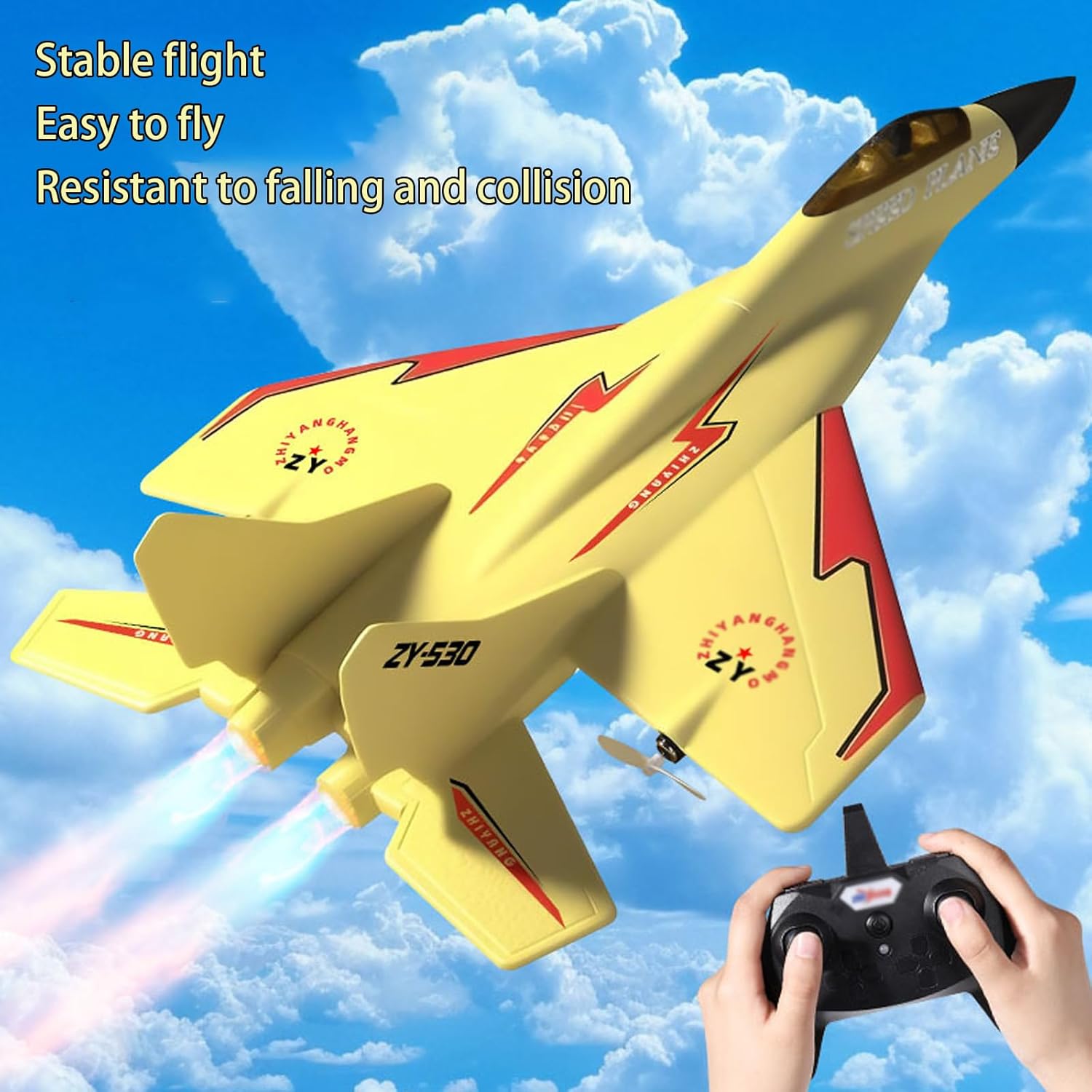 Zy 530 Pro Rc Plane, Zy-530 RcPlane, Remote Control Glider Airplane for Adults, 2.4ghz Planes Model, Easy to Fly RcFighter, Anti-Collision Silicone Nose (Blue)