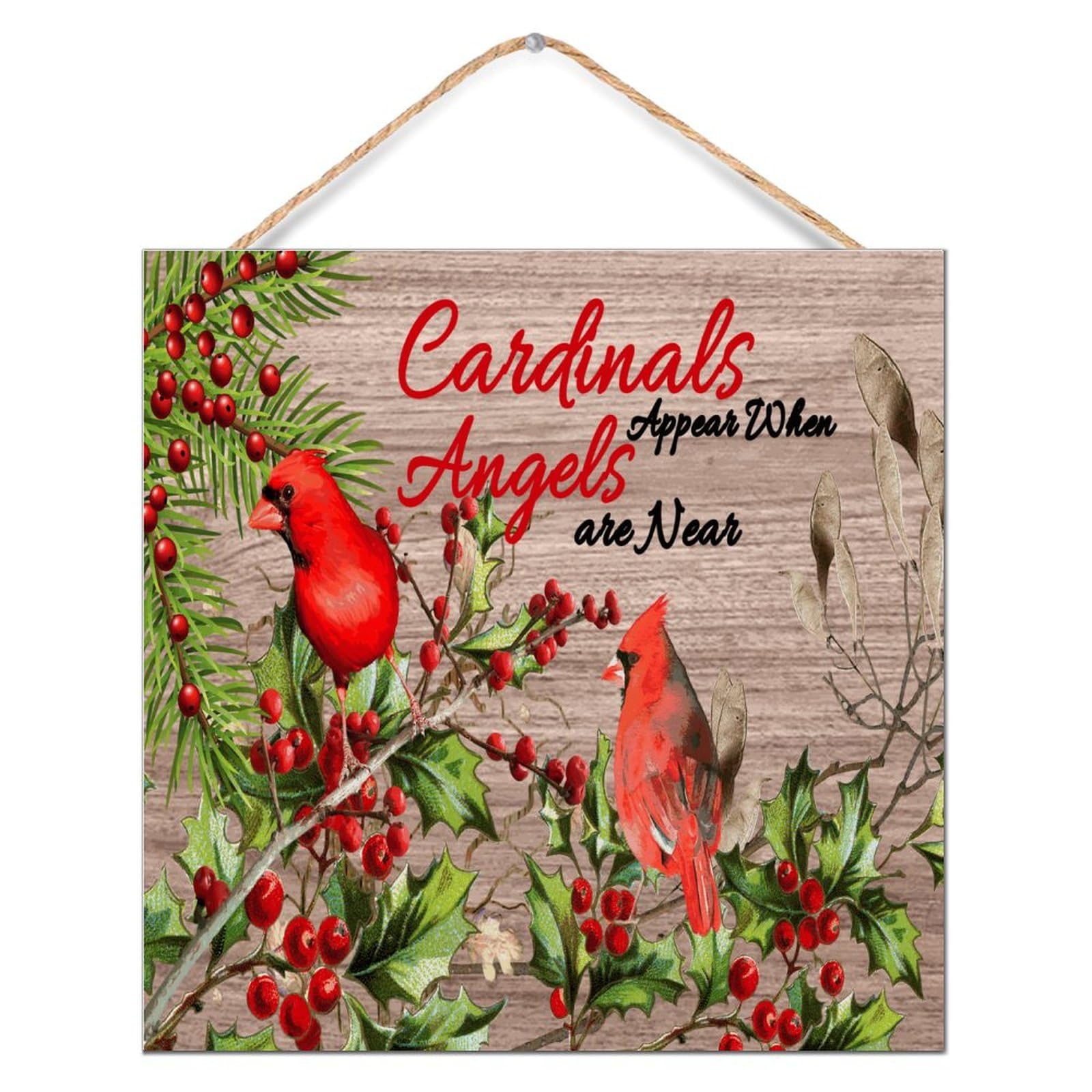 Panneau en bois Cardinals Appear décoration murale à suspendre commémorative