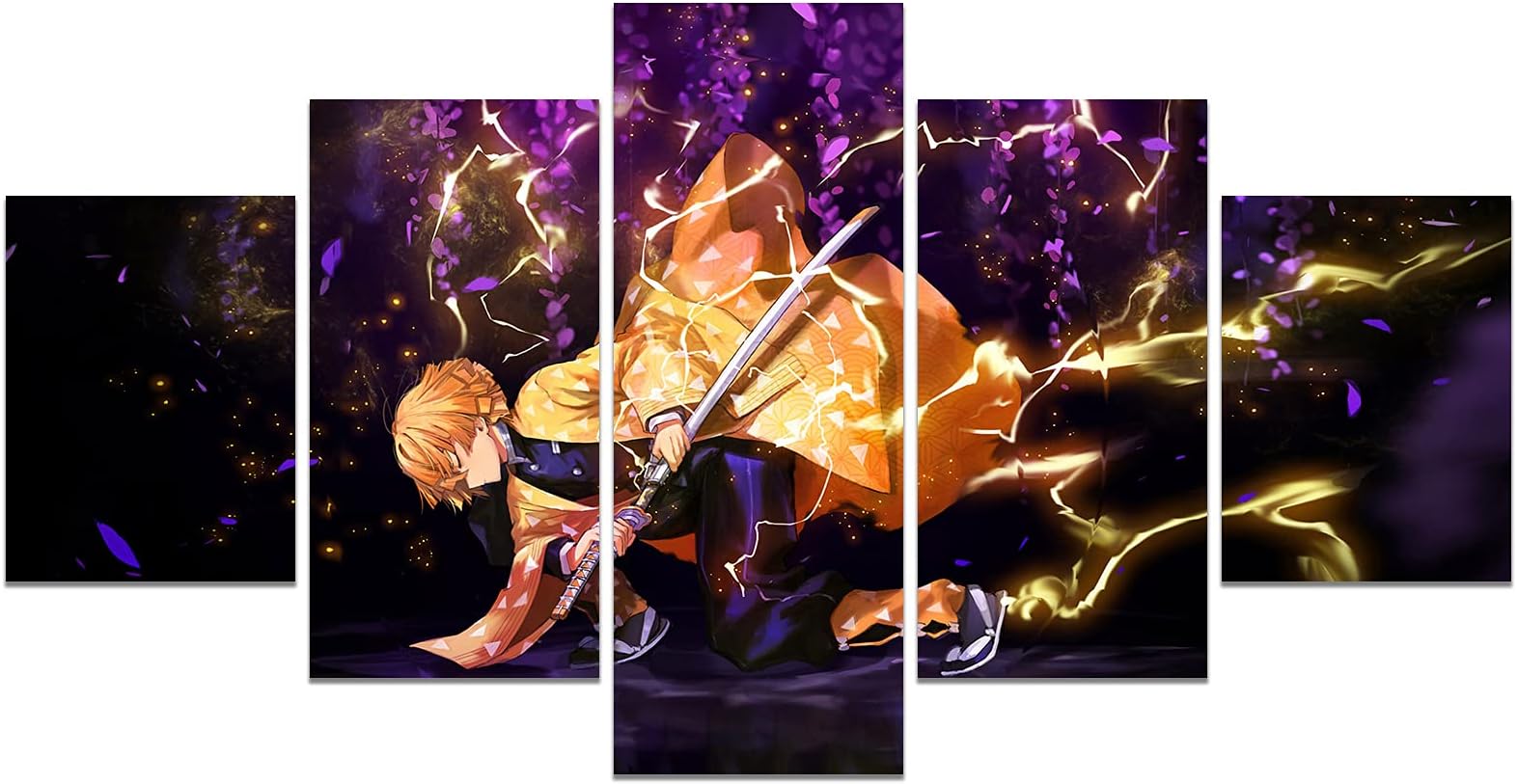 Anime Demon Slayer Poster Zenitsu Print on Canvas Painting Wall Art for Living Room Home Decor Boy Gift (Unframed, Q-Demon Slayer-11)