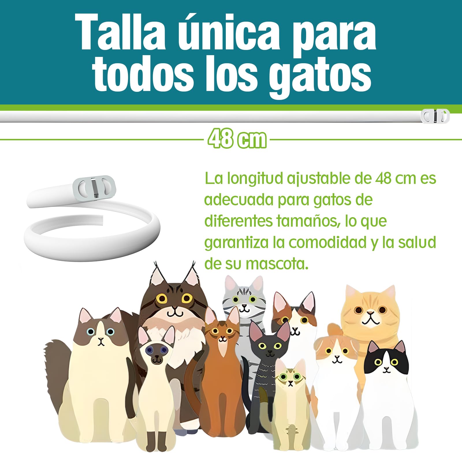 Collar Antiparasitario para Gatos, Collar Antipulgas y Garrapatas Ajustable, Gregado con Aceites Naturales, Impermeable, Apto para Todos Los Gatos,10 Meses de Protección