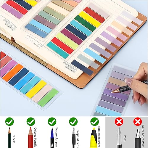 Miniatura 3 de 2400 pestañas adhesivas Morandi para cuadernos, 12 juegos de marcadores de página de papel, pestañas adhesivas para anotar libros, pestañas de libro