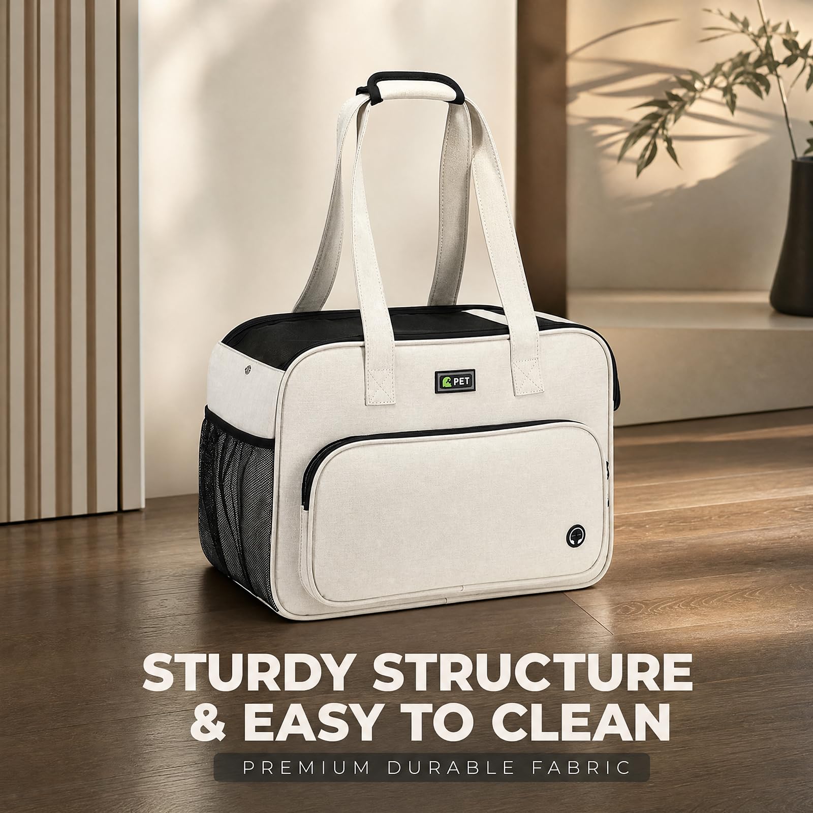 Bolsa de transporte Oxford para mascotas, color blanco crema para