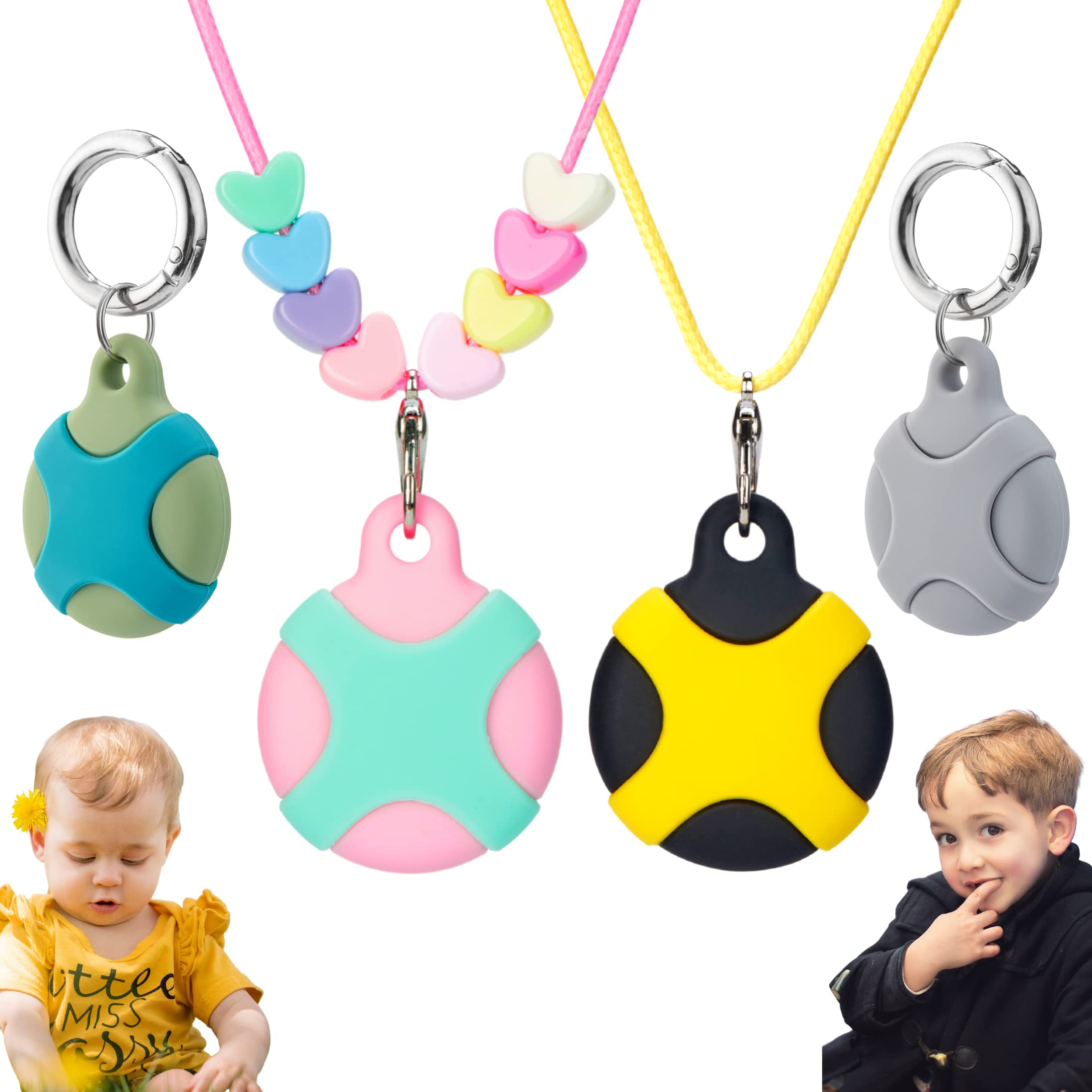 CHABAEBAE Airtags Holder Airtags Necklace for All Ages, Airtags Kids Hidden | Adjustable Air Tag Necklace Kids, Adults | Waterproof AirTags Case (4-