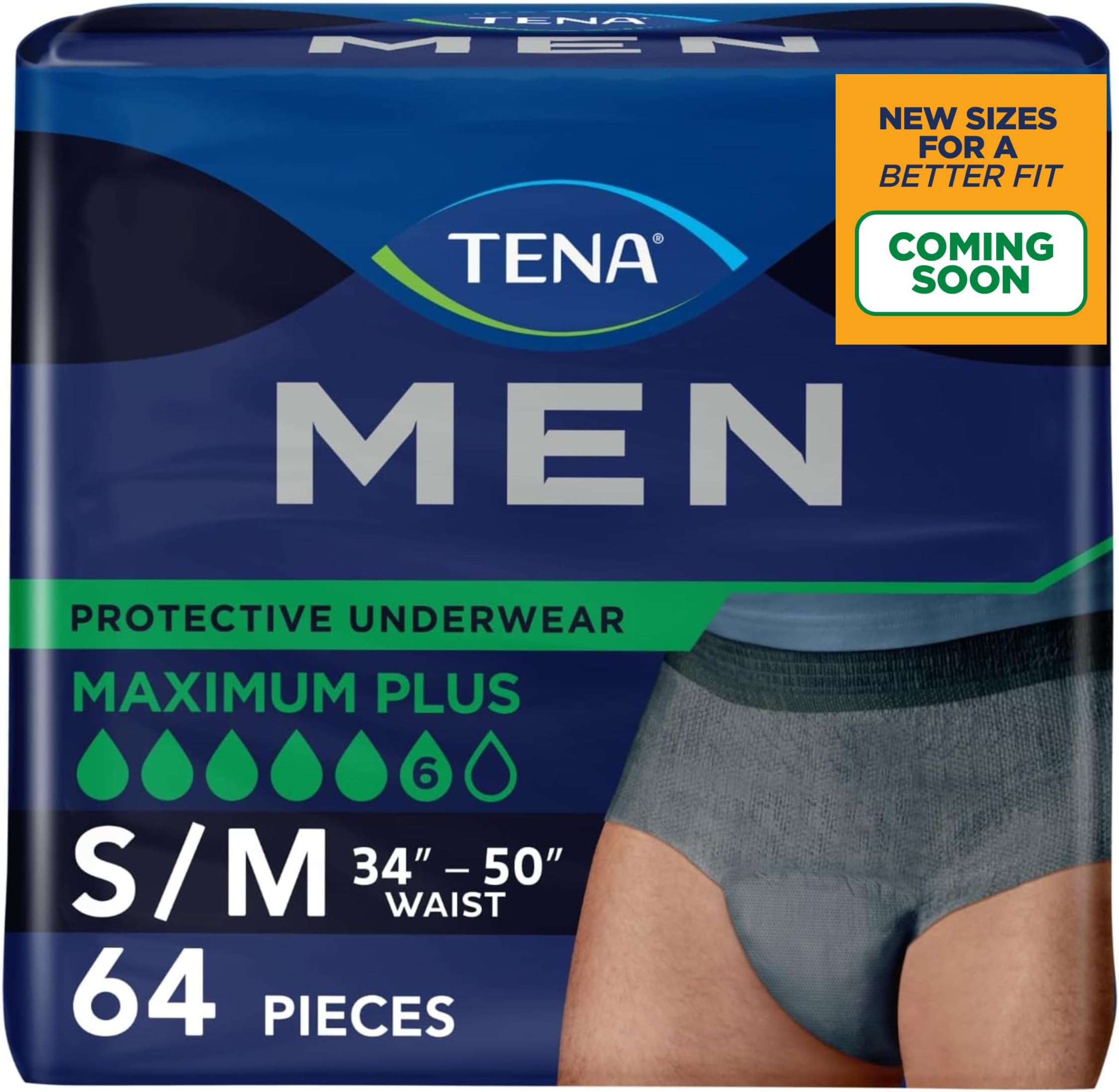 Incontinence Underwear for Men, Protective, Medium/Large, 64 Count
