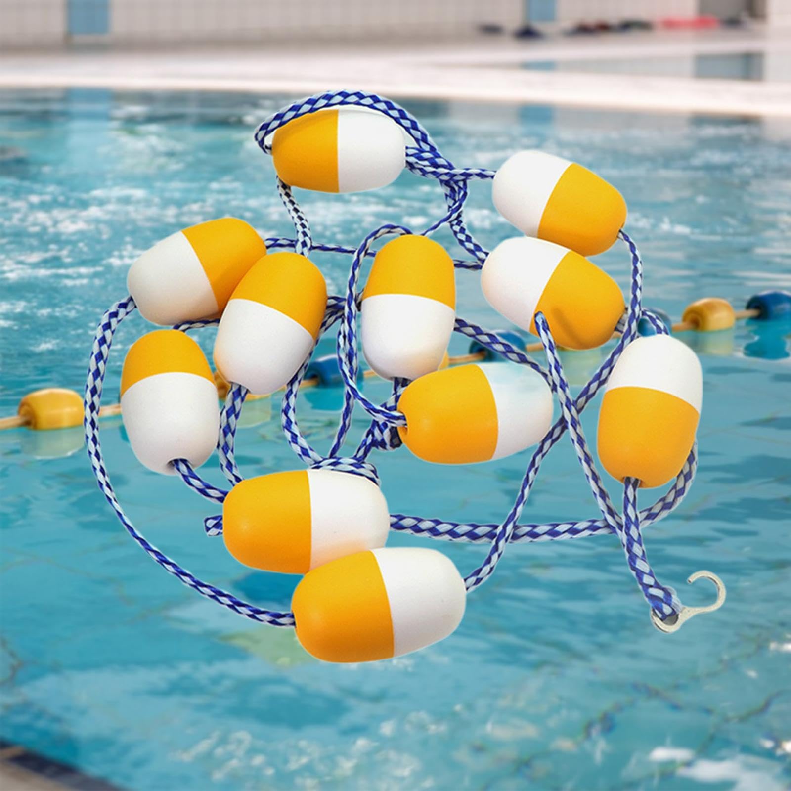 kowaku 5 m Schwimmbecken-Sicherheitsseil, zum Unterteilen von Schwimmbahnen, zum Abtrennen gefährlicher Bereiche am Strand, für den Innen- und Außenbereich,