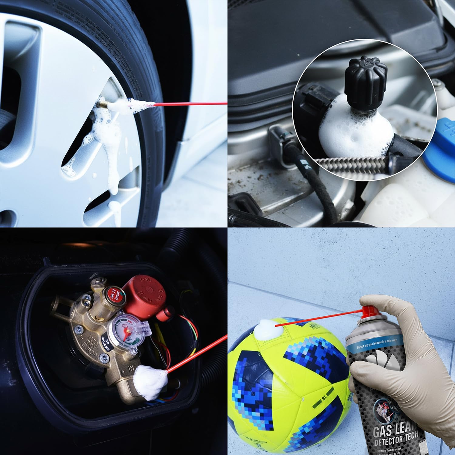 AABCOOLING Detektor Nieszczelności 300ml Tester Szczelności Instalacji Hydraulicznych i Gazowych - Spray do Wykrywania Nieszczelności Rur, Złączy, Zaworów, PEX, Miedzi, Próba Ciśnieniowa, Pianka