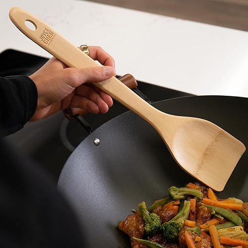 Miniatura 6 de Joyce Chen 33-2048 espátula en ángulo de bambú bruñido 14 pulgadas paquete de de 1