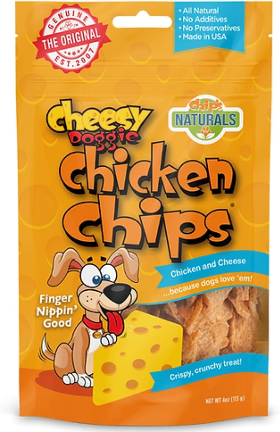 Chip's Naturals Cheesy Flavored Doggie Chicken Chips - Small