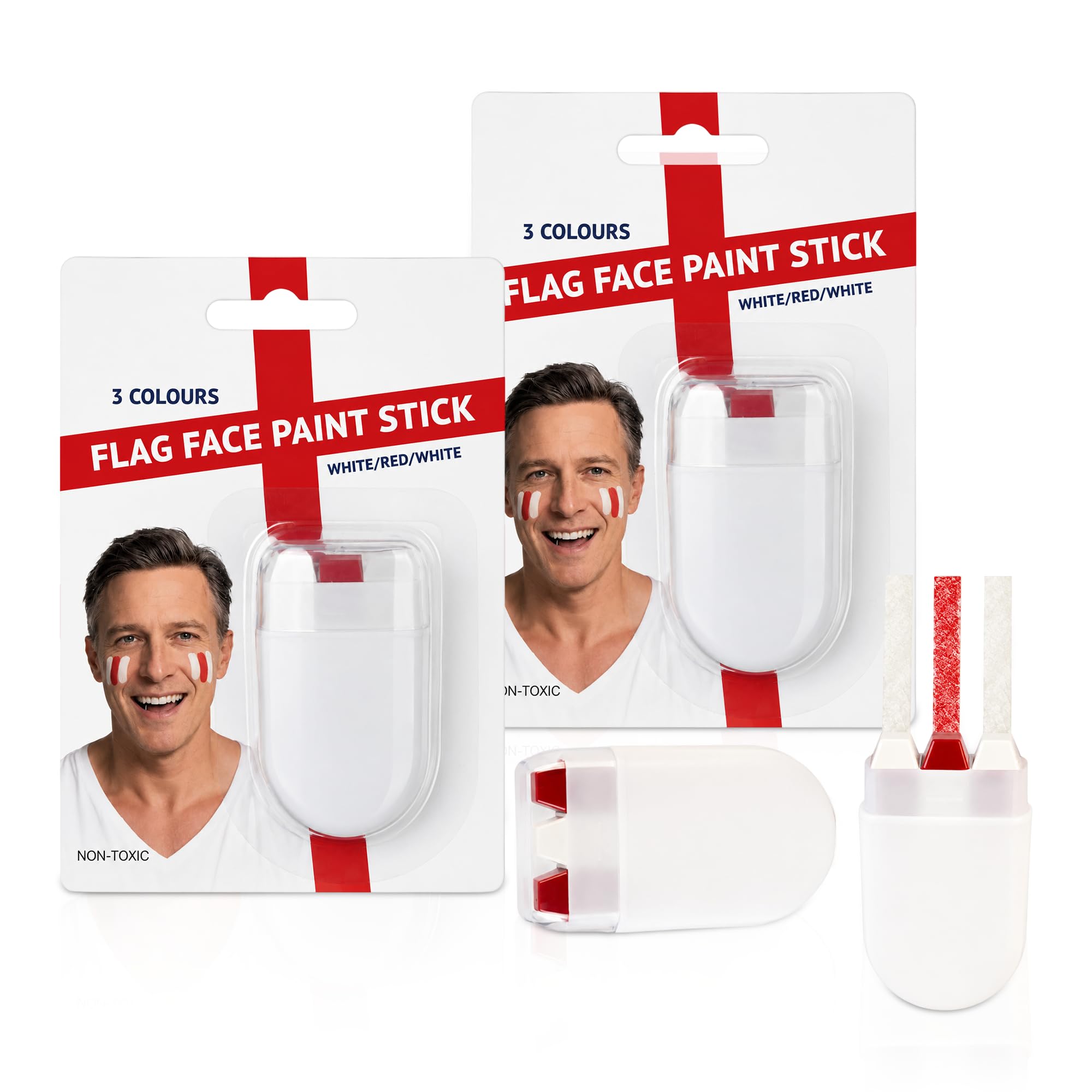 England World Cup 2026 Face Paint Stick Red White Blue – 3 Colour Soccer Fan Makeup for Football, Rugby & Cricket - Waterproof and Sweatproof Sports Face Paint for Supporters, Athletes & Players