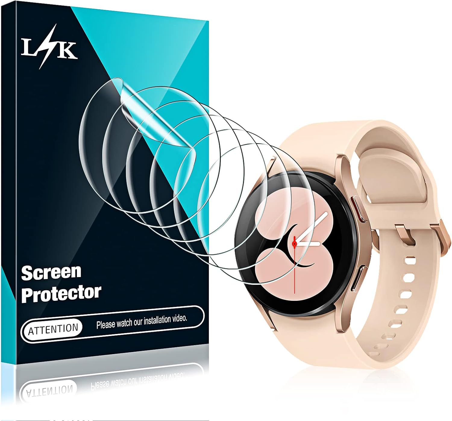 6 Pack LϟK Screen Protector Compatible for Samsung Galaxy Watch 4/Galaxy Watch Active/Galaxy Watch Active 2 40mm, Max Coverage, HD Clear Flexible TPU Film