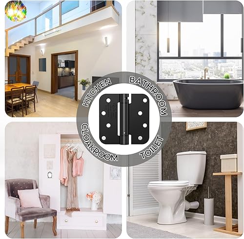 Miniatura 7 de Bisagra de resorte negra de 4 pulgadas, bisagras de puerta de cierre automático, bisagras resistentes de 4 x 4 pulgadas para puertas, bisagras de