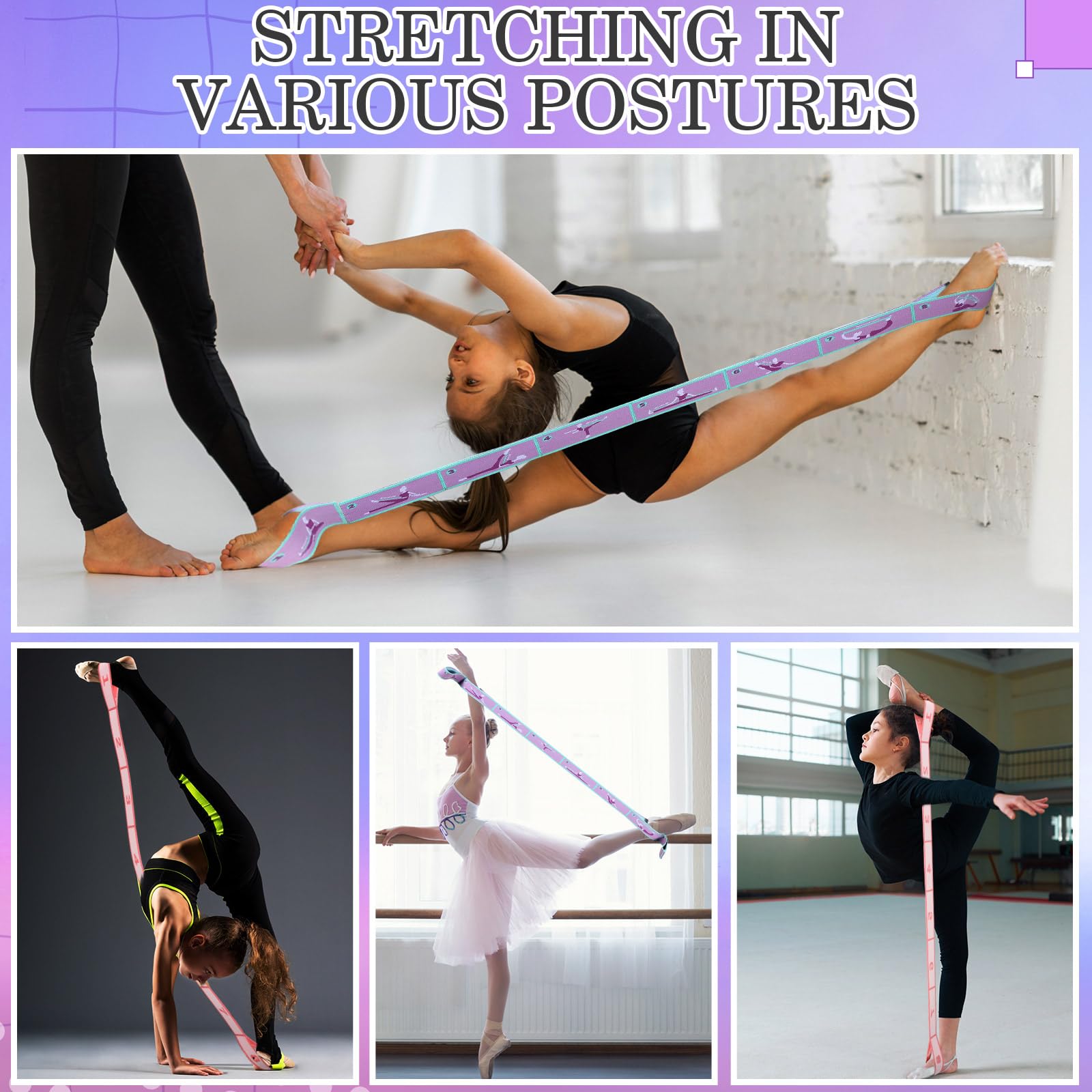 Correa elástica para niños, banda elástica de danza con 8 bucles, bandas de resistencia para entrenamiento de ejercicio, para niños, cosas de baile, ballet, pilates, yoga, equipo de gimnasia