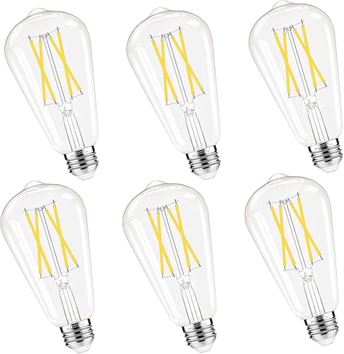 Bombillas Edison regulables, luz blanca diurna de 4000 K, equivalente a 6 W equivalente a bombilla LED E26 de 60 W, bombillas vintage ST58, 600 LM,