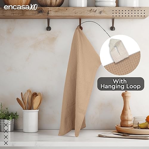 Miniatura 6 de Encasa Homes Anti-Odour Waffle Kitchen Dish Towels, 18 x 28 inch (4 Pc Set) Highly Absorbent, Tea Towels for Cleaning & Quick Drying, Eco-Friendly
