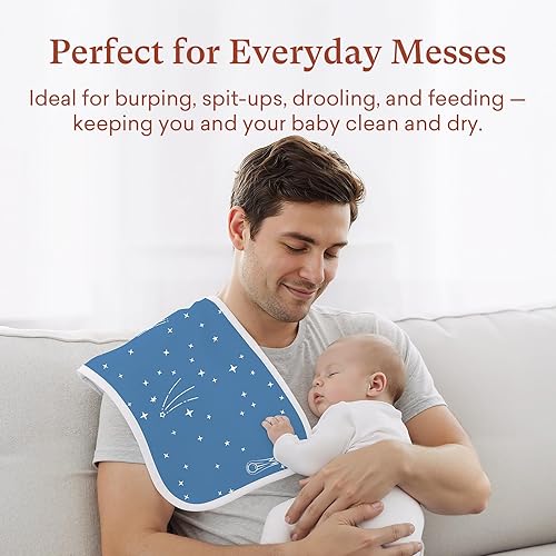 Miniatura 6 de Paquete de 8 paños impermeables para eructos, extra grandes de 13 x 26 pulgadas, suaves y absorbentes, para recién nacidos y bebés, niños y niñas