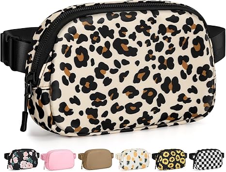 Pritent Fanny Packs for Women Cross Body Bag Waterproof Belt Bag with Adjustable Strap and Zipper Back Pocket Small Crossbody Bags Fashion Waist Packs for Workout TravellingLeopard