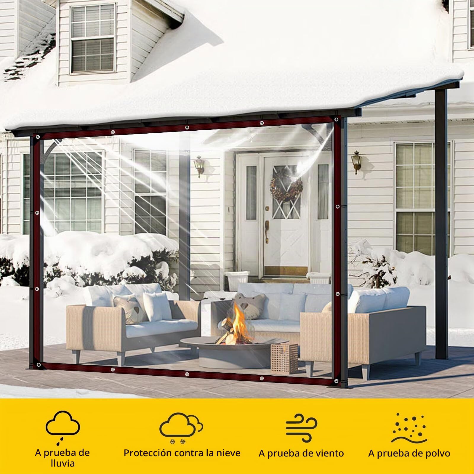 Lona Impermeable Transparente con Ojales de 2 x 3 m, para Exteriores, para Terraza y Gallinero