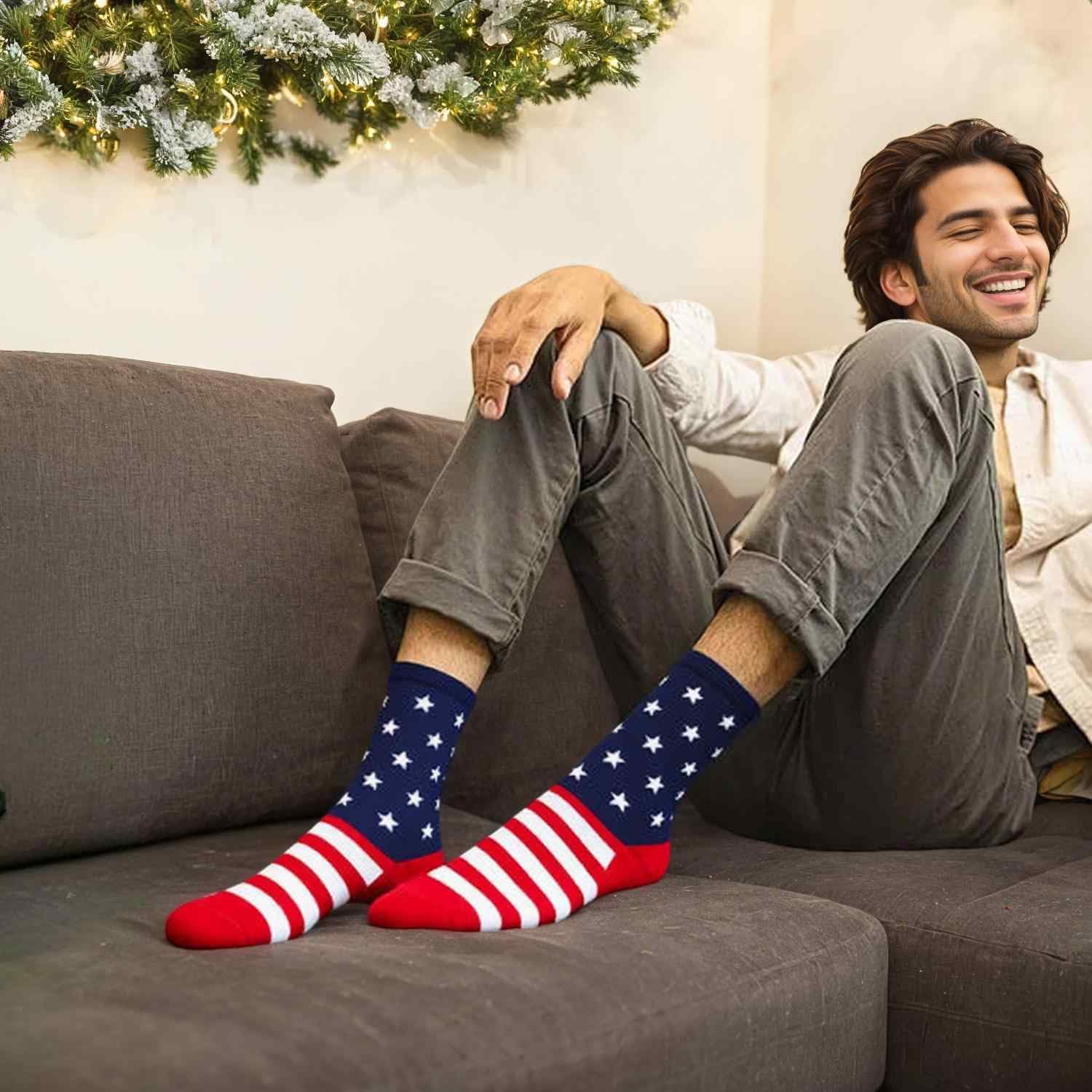 COUVER Mens Cotton Novelty Crew Dress Socks with Plants Floral Nature Design, 10-13, 1 Pair - Image 5