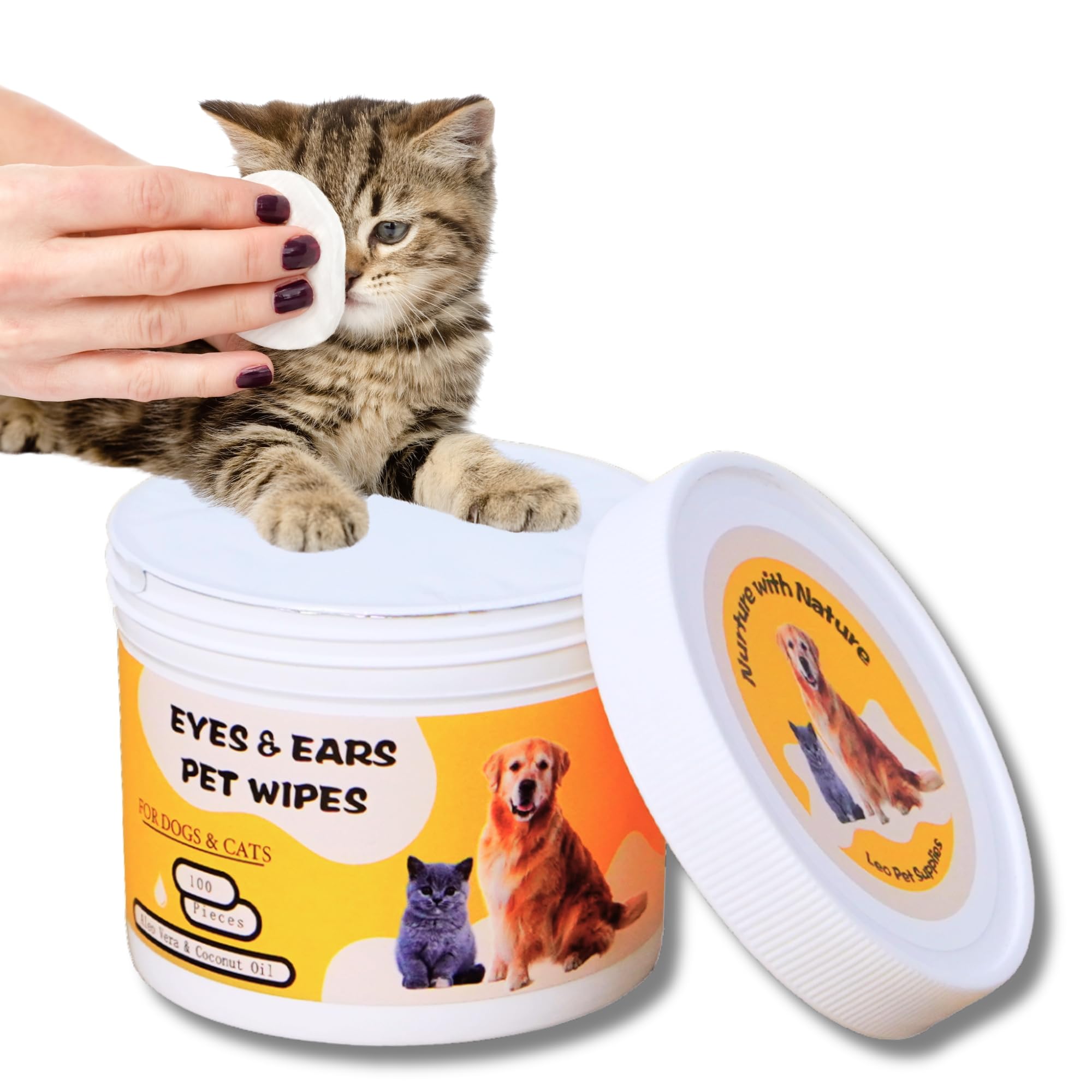 Eye & Ear Wipes for Pets - (100 Count) - Cleanser for Dogs and Cats, Non-Irritating Ingredients; Aloe Essence and Coconut Oil, Specially formulated, Everyday use, Unscented - image 8
