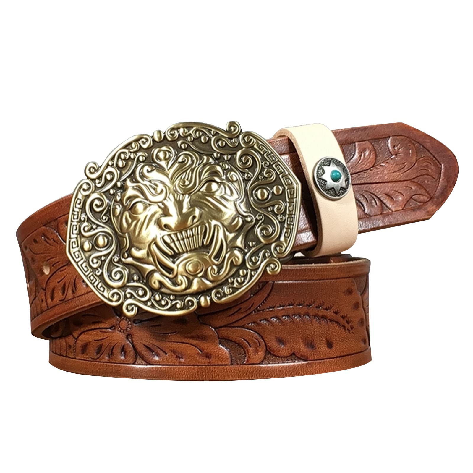 Cinture Da Uomo,Cinture Casual Da Donna Fibbia A Leone Cinture in Pelle Screpolata Con Diamanti Multi Occasione