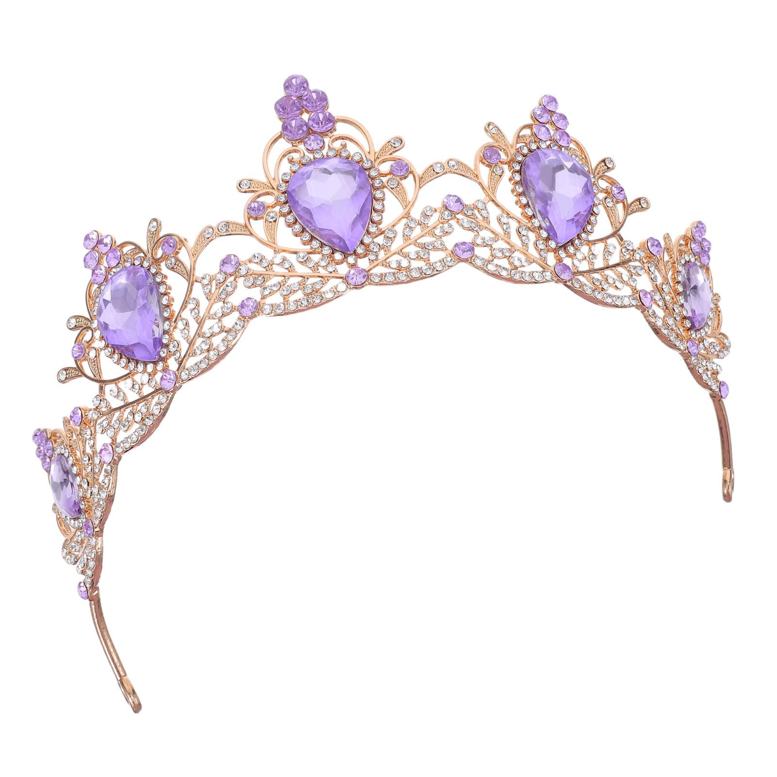 Healeved 5 Piezas Tocado de Novia Vintage Barroco Cristales de Imitación Púrpura, Ligera y Cómoda para Bodas y Halloween, Accesorio Elegante para Mujer