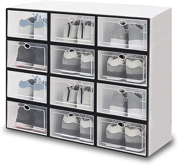 PROFIYER 12/24 Schuhboxen Stapelbar, Stapelbarer Schuhaufbewahrungsbox