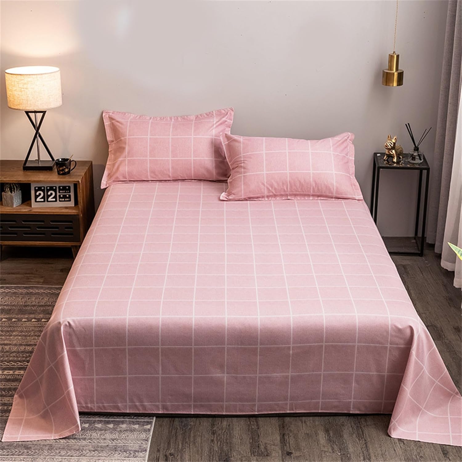 Washed Cotton Bed Sheet Linen Comfortable Bedspread Easy Maintenance for Everyday Use Guest Room Linen