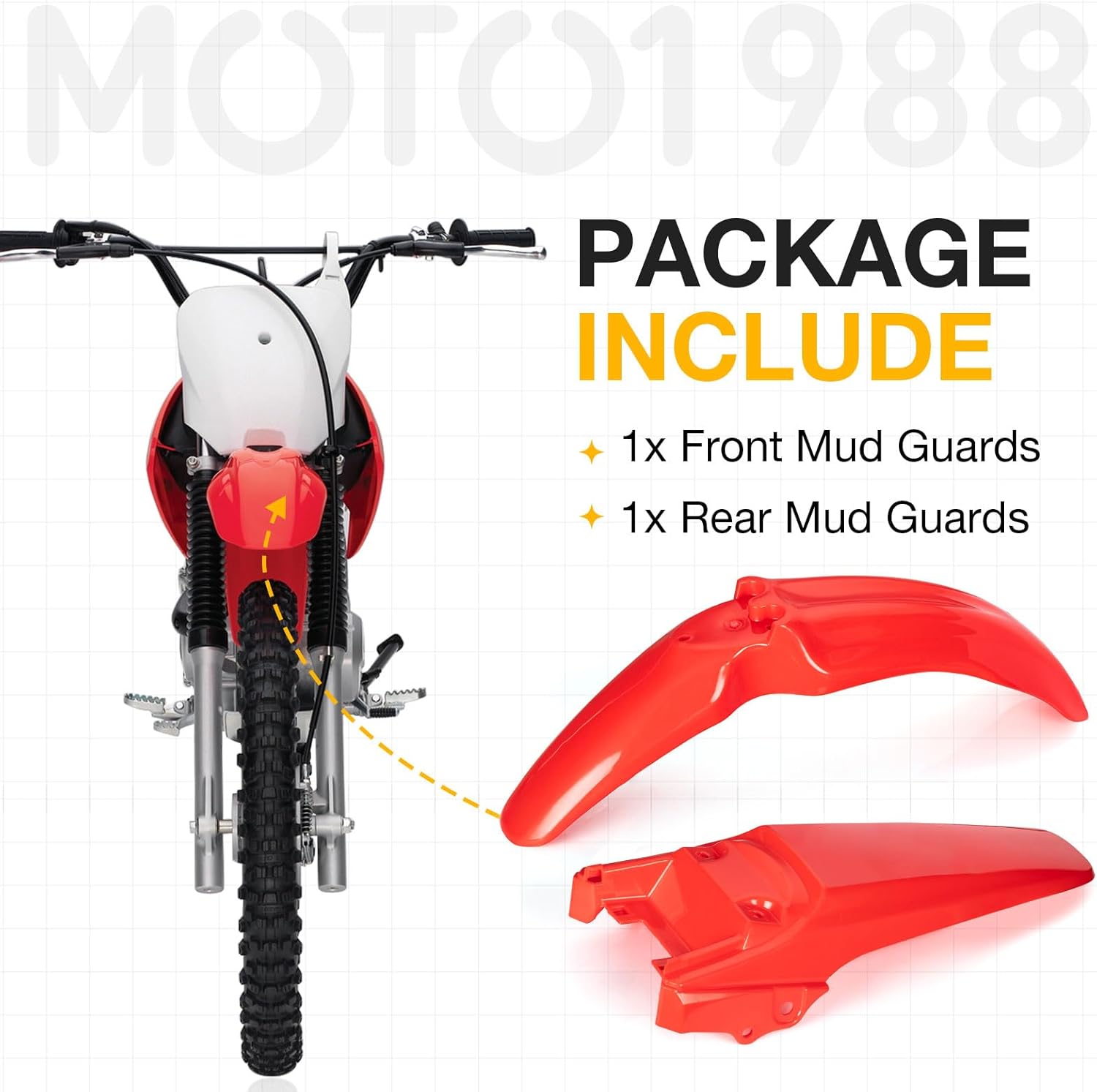 Front Rear Plastic Mud Guards Red for Honda CRF 80 100 CRF80F CRF100F 2004 2005 2006 2007 2008