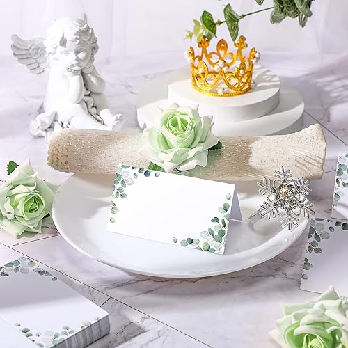 Miniatura 3 de Paquete de 100 tarjetas de lugar de acuarela para bodas, vegetación, asientos de tienda, tarjetas de mesa en blanco, tarjetas imprimibles, tarjetas