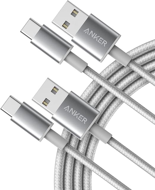 Anker USB C Cable, Anker 2-Pack, 6 ft Premium Nylon USB-A to USB-C Fast Charging USB Type C Cable, for Galaxy S10 / Note 8, LG V20 and More