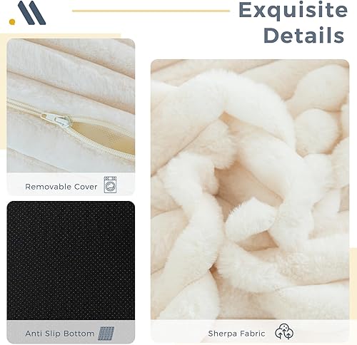 Miniatura 64 de MAXYOYO Puf gigante para adultos, sofá tapizado de suelo con almohadas y reposabrazos, puf grande de felpa, sofá para dormitorio, sala de estar,