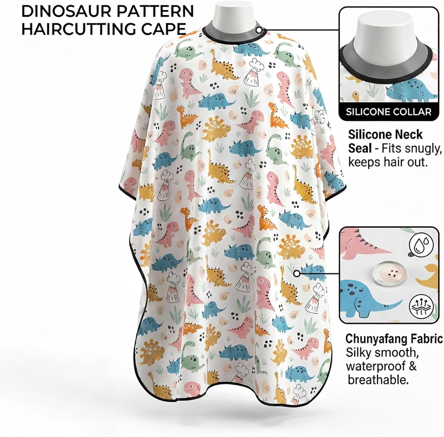 Silicone Collar Kids Haircut Cape for Salon & Home Hair Cutting, 59 x 40 Inch Waterproof Kids Barber Cape