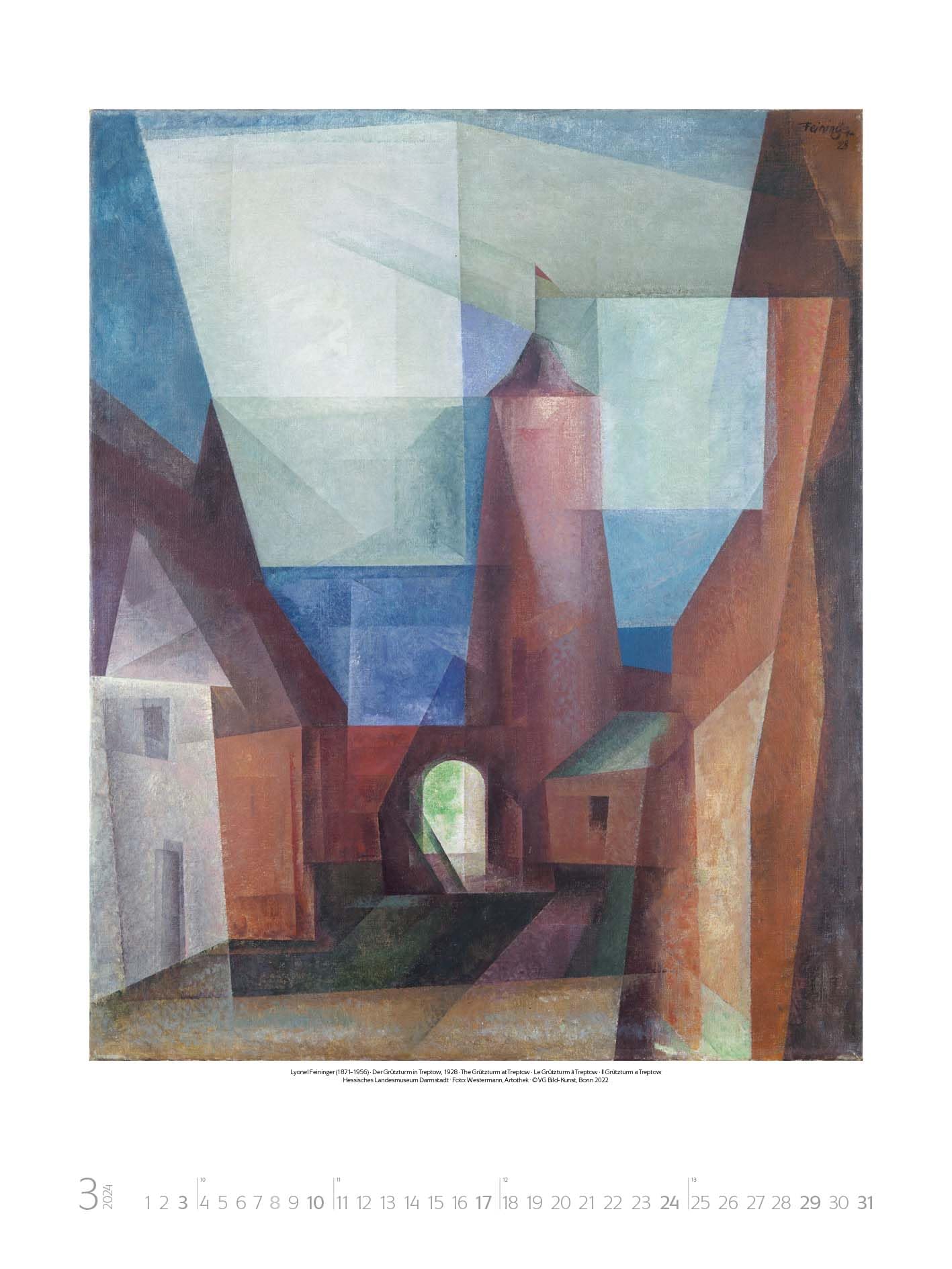 Bauhaus 2024 - Calendario de pared grande de alta calidad con obras maestras del estilo Bauhaus. Formato de la galería de arte: 48 x 64 cm.
