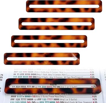 4 Pcs Tortoise Shell Mahjong Line Finder Set Acrylic Tile Guide,Brown