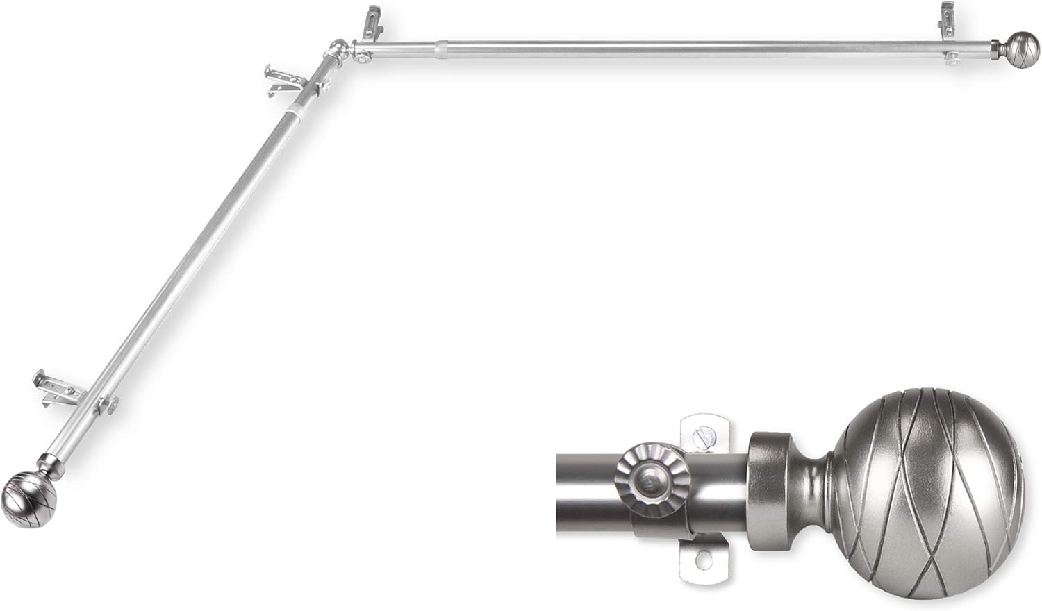 A&F Rod Decor - Ferrero Corner Window Curtain Rod 120-170 inch (Each Side) - Cocoa